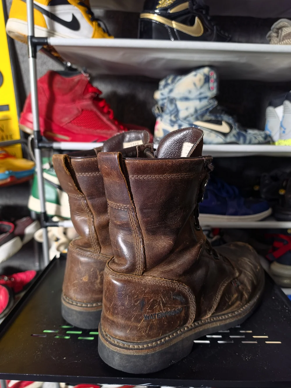 🔥 Justin Boots Brown Leather Lace-Up Work Boots Men Size 10 EE